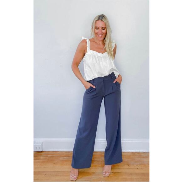 DREW Jolie wide leg pants Navy Blue L - Picture 1 of 9